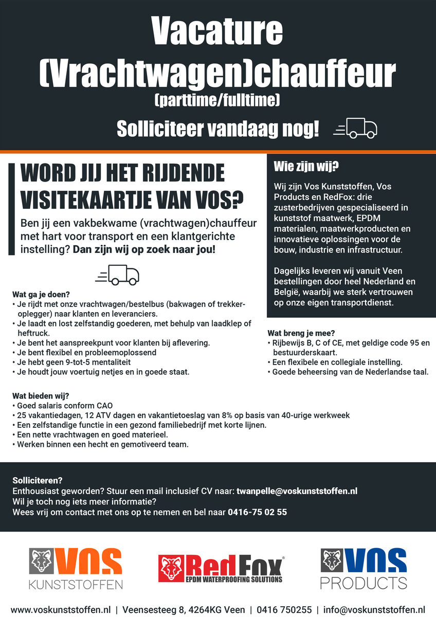 vacature chauf 