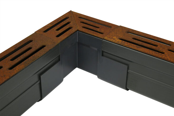 Lijngoot_hoekstuk_smal_cortenstaal_155x155mm_aansluiting_recht